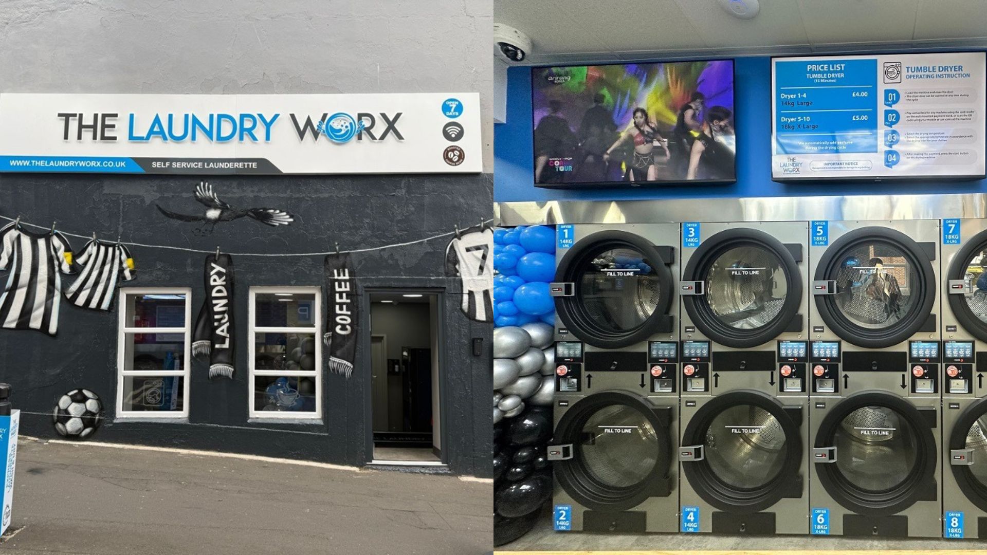 Central location; set of washing and drying machiens up to 18 kg